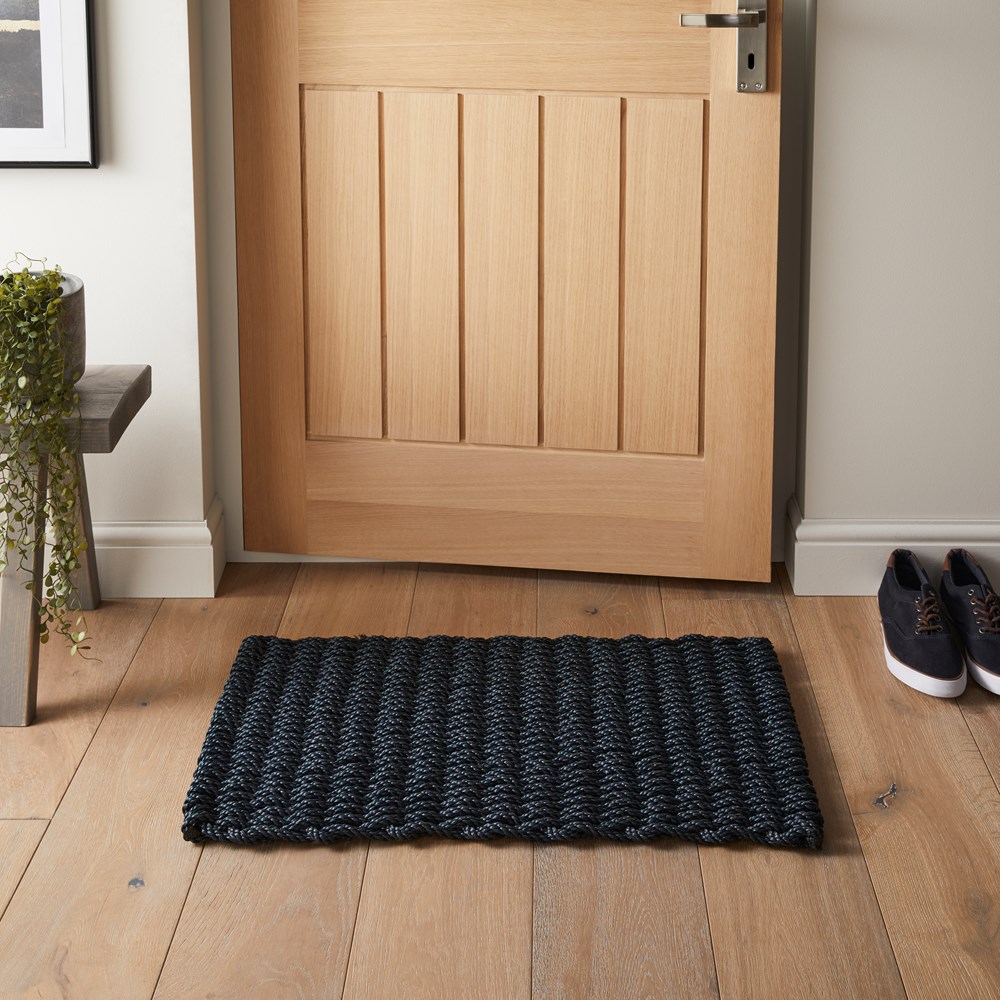 Didsbury Braided Rope Doormat in Navy Blue